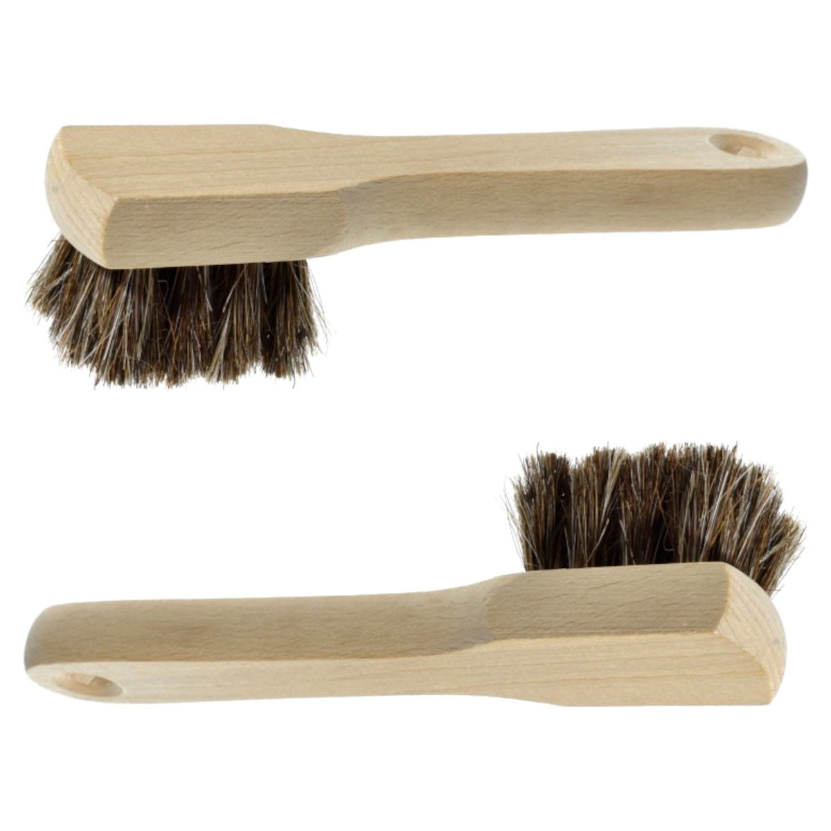 Set of 2 x Premium Shoe Polish Applicator Brushes - 100% Horsehair Bristles for Leather Boots, Shoes & Bags, Perfect for Shoe Care