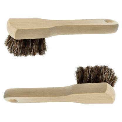 Set of 2 x Premium Shoe Polish Applicator Brushes - 100% Horsehair Bristles for Leather Boots, Shoes & Bags, Perfect for Shoe Care