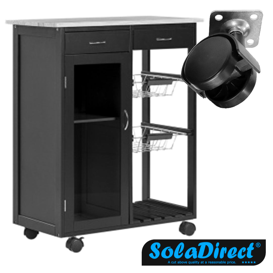 Pack of 1 x PVC Swivel Furniture Castor Wheel - 40 mm Universal Caster Wheel - Non-Marking, Silent