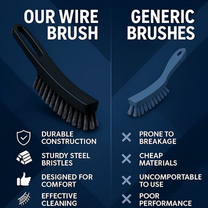 Heavy Duty Steel Wire Brush 25 cm - Curved Hand Wire Brush for Rust and Paint Removal - Stiff Steel Bristles for Welding Prep