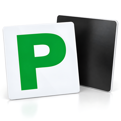 2 Magnetic Green P Plates for New Drivers - Weatherproof, Legal Size for Recently Qualified Motorists, Front and Rear Pair