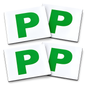 4 Magnetic Green P Plates for New Drivers, Weatherproof Official Size for Recently Qualified Motorists, 2 Front and Rear Pairs
