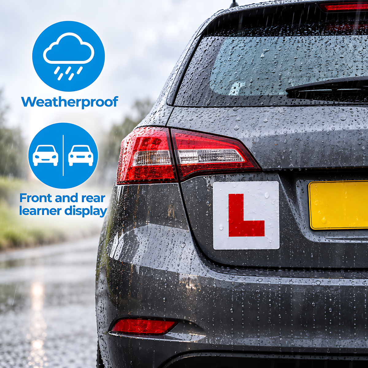 2 Magnetic L Plates for Learner Drivers - Legal Size Weatherproof Set for Driving Lessons, Practice Vehicles and Test Preparation