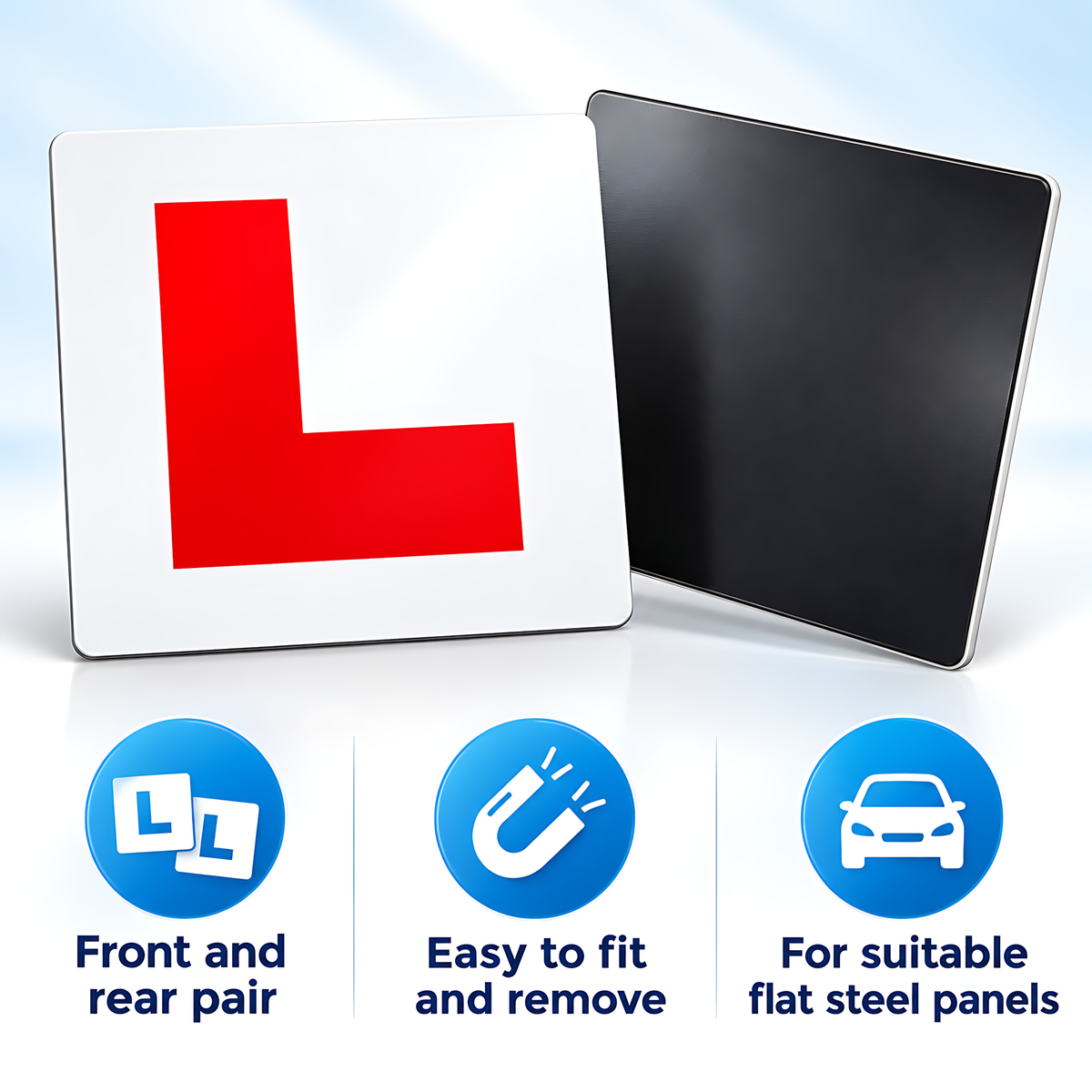 2 Magnetic L Plates for Learner Drivers - Legal Size Weatherproof Set for Driving Lessons, Practice Vehicles and Test Preparation