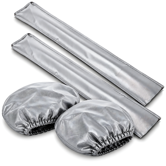 Car Wing Mirror and Wiper Blade Covers, 2 Each - Snow, Frost, Ice - Grey for Rain, Cold Weather, Easy Fitting and Removal