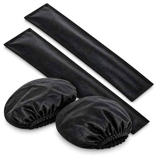 Car Wing Mirror and Wiper Blade Covers, 2 Each - Snow, Frost, Ice - Black for Rain, Cold Weather, Easy Fitting and Removal