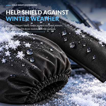 Car Wing Mirror and Wiper Blade Covers, 2 Each - Snow, Frost, Ice - Black for Rain, Cold Weather, Easy Fitting and Removal