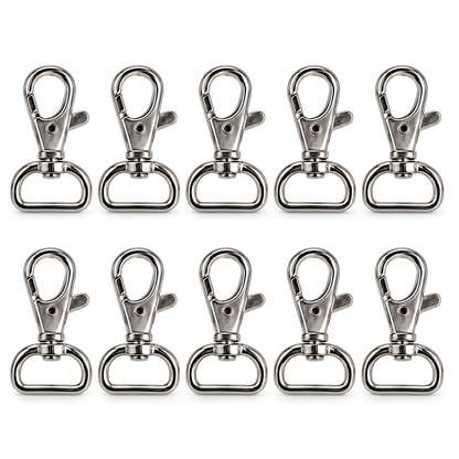 10 Pack 20mm Swivel Snap Hooks for Bag Straps, Lanyards, Webbing, Handbags, Wristlets, Key Fobs, Sewing, Crafts, 5mm Opening