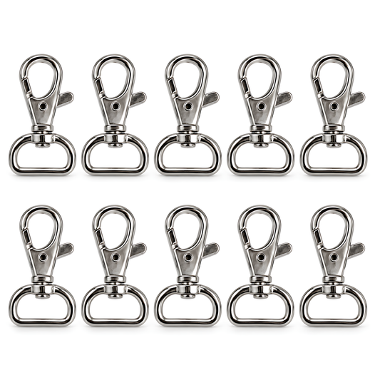 10 Pack 20mm Swivel Snap Hooks for Bag Straps, Lanyards, Webbing, Handbags, Wristlets, Key Fobs, Sewing, Crafts, 5mm Opening