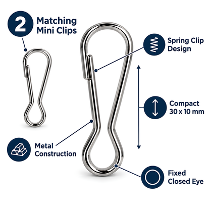 2 Pack 33mm Metal Lanyard Snap Hooks for Keyrings, ID Badges, Key Fobs, Crafts, Neck Straps, Name Cards, Zip Pulls, DIY Repairs