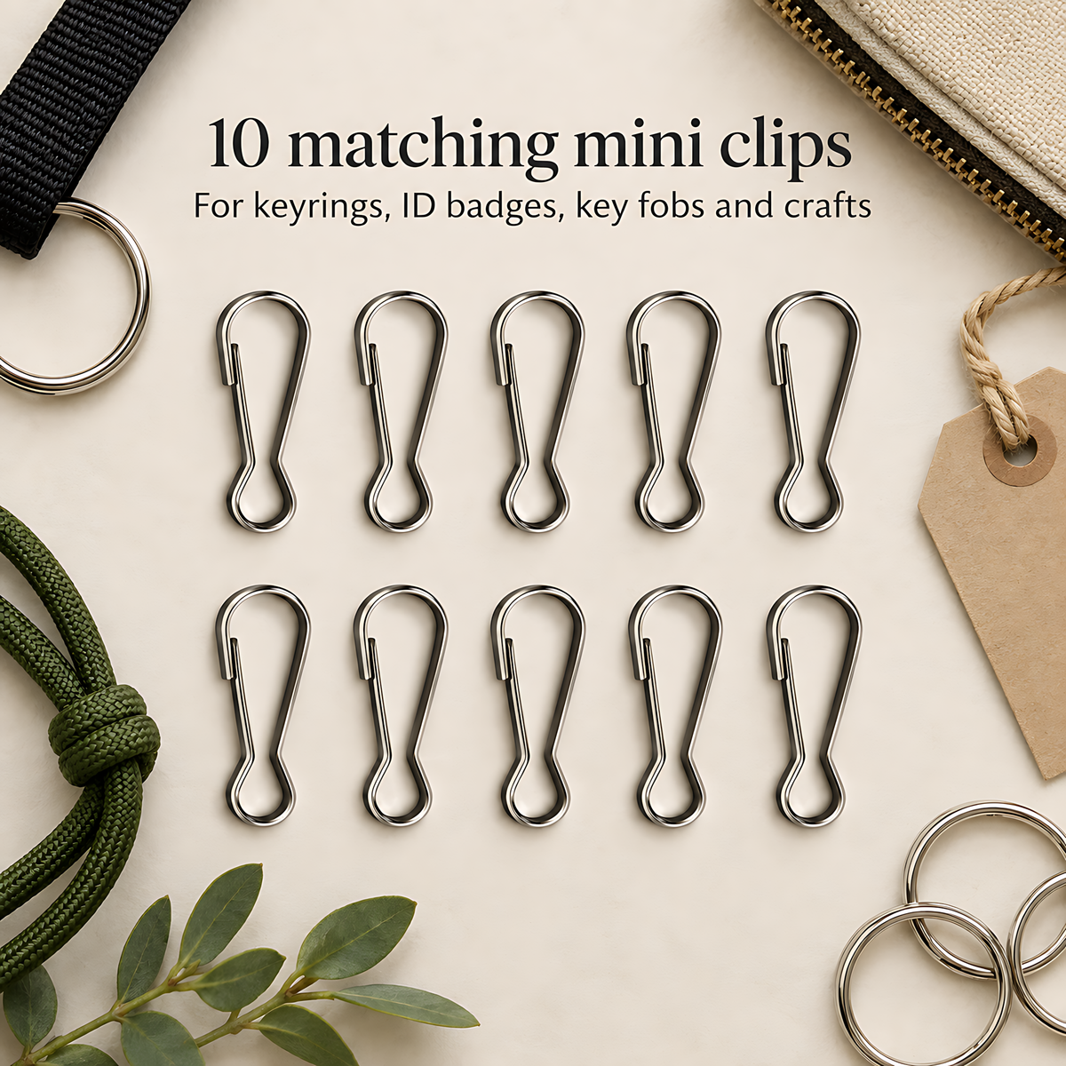 10 Pack 33mm Metal Lanyard Snap Hooks for Keyrings, ID Badges, Key Fobs, Crafts, Neck Straps, Name Cards, Zip Pulls, DIY Repairs