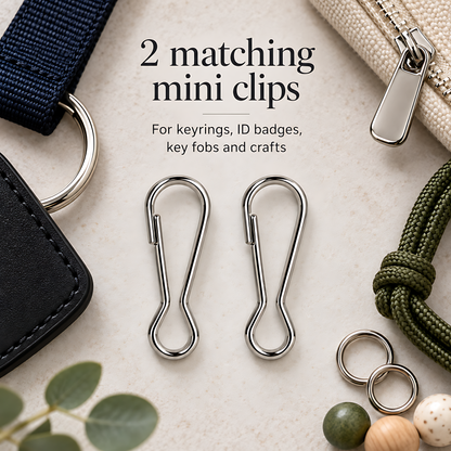 2 Pack 33mm Metal Lanyard Snap Hooks for Keyrings, ID Badges, Key Fobs, Crafts, Neck Straps, Name Cards, Zip Pulls, DIY Repairs