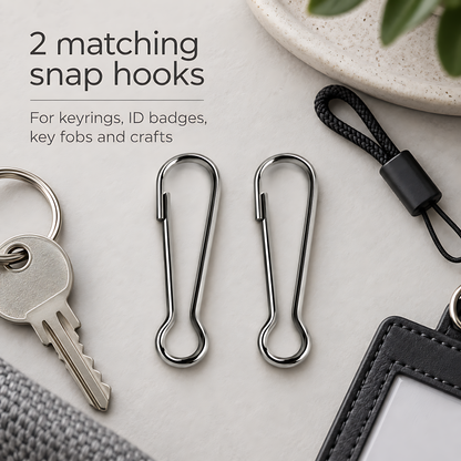 2 Pack 45mm Metal Lanyard Snap Hooks for Keyrings, ID Badges, Key Fobs, Crafts, Neck Straps, Name Cards, Zip Pulls, DIY Repairs