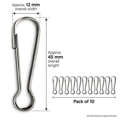 10 Pack 45mm Metal Lanyard Snap Hooks for Keyrings, ID Badges, Key Fobs, Crafts, Neck Straps, Name Cards, Zip Pulls, DIY Repairs