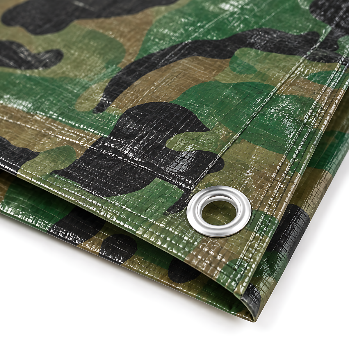 Camouflage Tarpaulin 3m x 3m 85 GSM Waterproof with 10m Yellow Elastic Bungee Rope for Camping, UV Resistant, Eyelets Every 1m