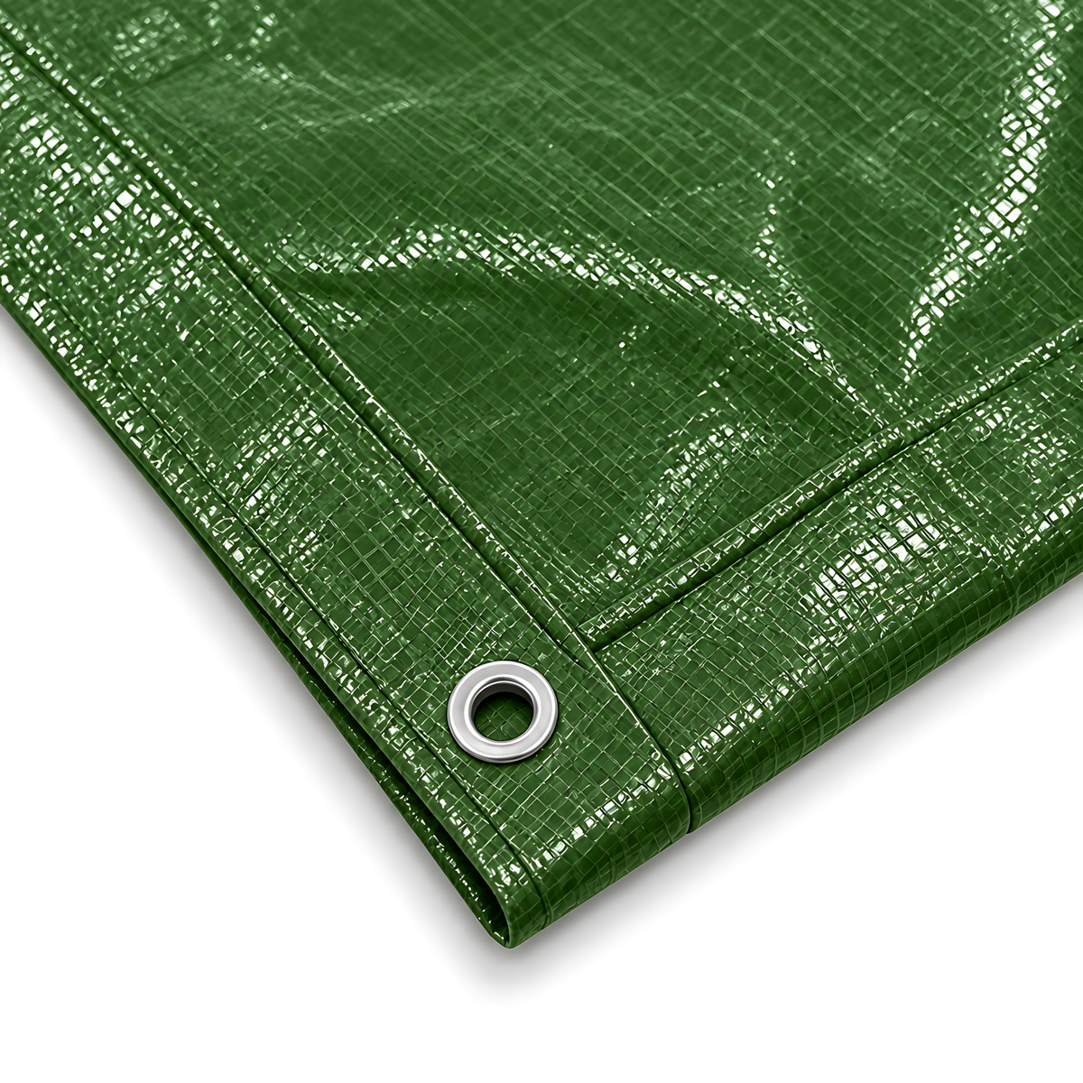 Green Tarpaulin 8m x 10m 90 GSM Waterproof & 10m Yellow Bungee Rope, UV Resistant, Aluminium Eyelets at 1m, Cord-Reinforced Hems