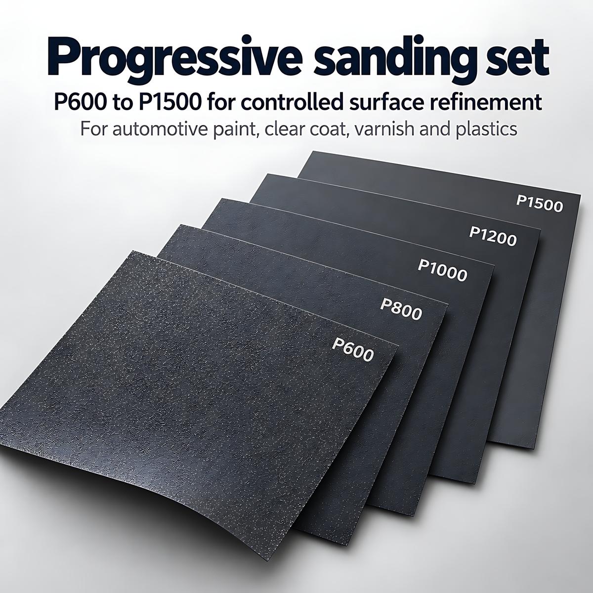 Wet and Dry Sandpaper 5 Sheets 230mm x 280mm P600 P800 P1000 P1200 P1500 Waterproof Silicon Carbide for Car Paint & Clear Coat