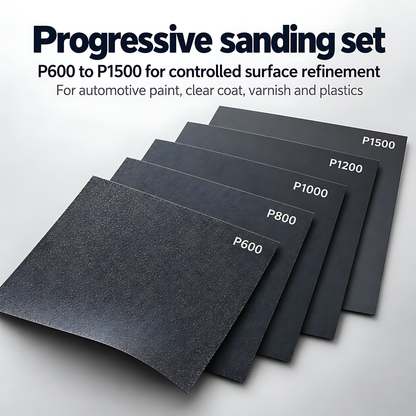 Wet and Dry Sandpaper 5 Sheets 230mm x 280mm P600 P800 P1000 P1200 P1500 Waterproof Silicon Carbide for Car Paint & Clear Coat