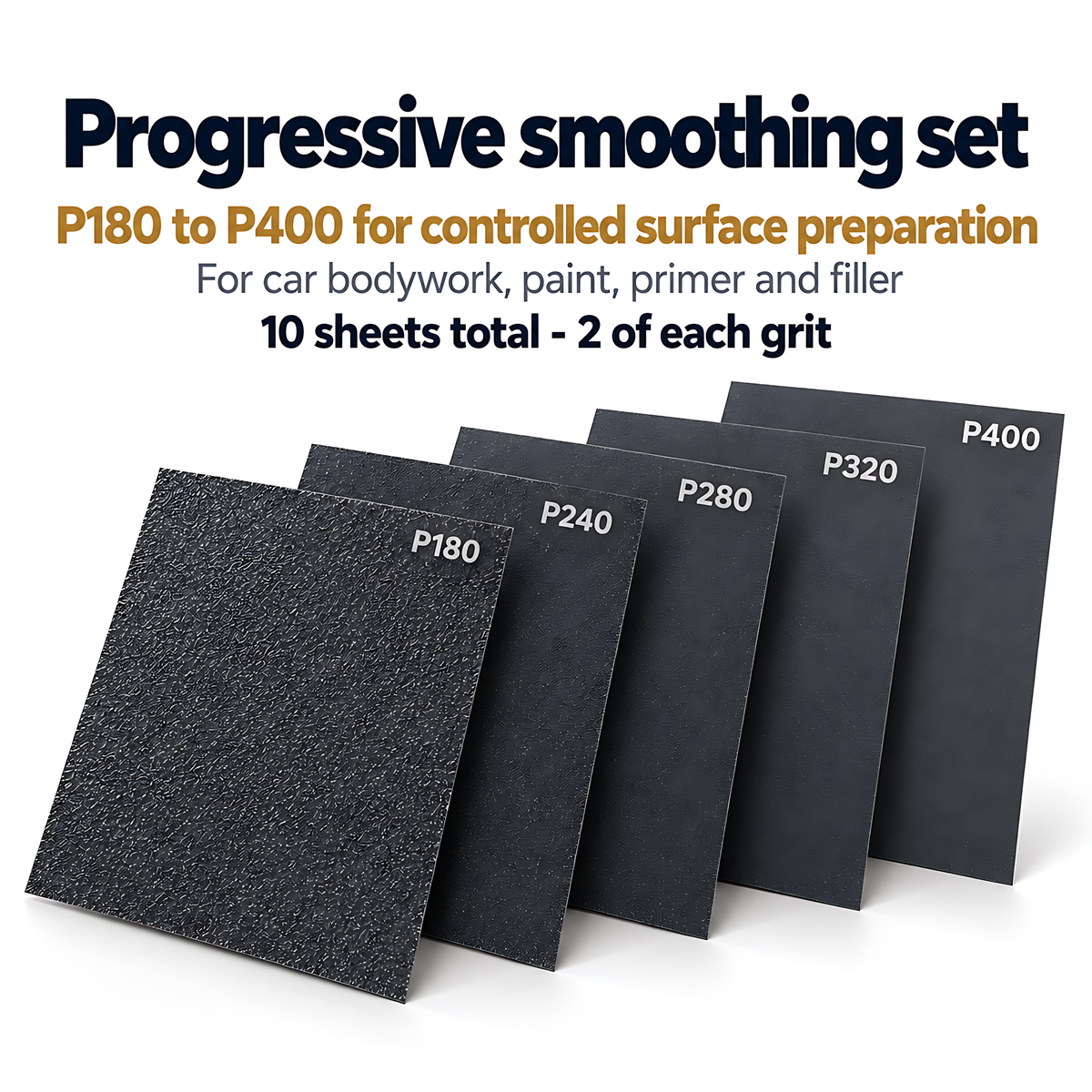 Wet and Dry Sandpaper 10 Sheets 230mm x 280mm P180 P240 P280 P320 P400 Waterproof Silicon Carbide for Car Bodywork