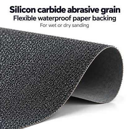 Wet and Dry Sandpaper 10 Sheets 230mm x 280mm P600 P800 P1000 P1200 P1500 Waterproof Silicon Carbide for Car Paint & Clear Coat