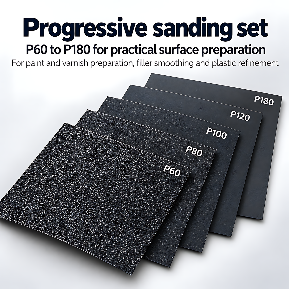 Wet and Dry Sandpaper 5 Sheets 230mm x 280mm P60 P80 P100 P120 P180 Waterproof Silicon Carbide for Paint & Filler
