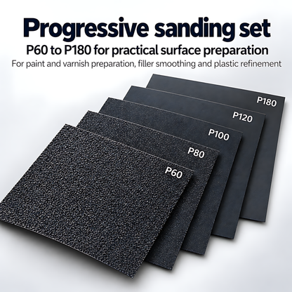 Wet and Dry Sandpaper 5 Sheets 230mm x 280mm P60 P80 P100 P120 P180 Waterproof Silicon Carbide for Paint & Filler