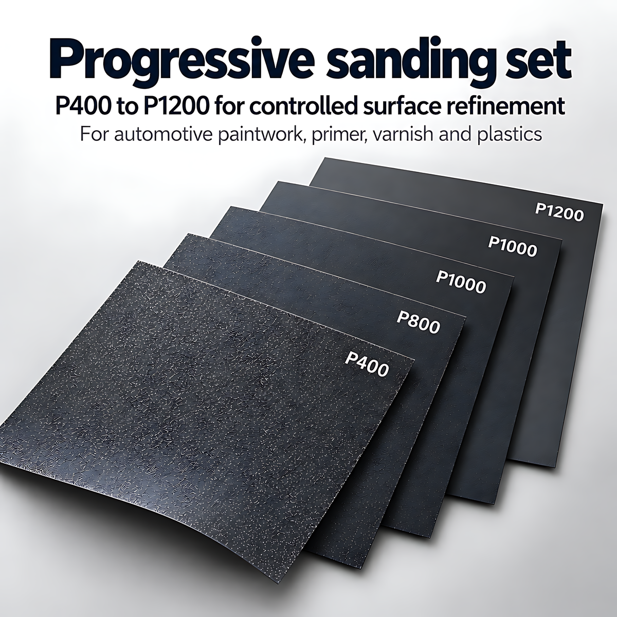 Wet and Dry Sandpaper 5 Sheets 230mm x 280mm P400 P600 P800 P1000 P1200 Waterproof Silicon Carbide for Car Paint & Primer