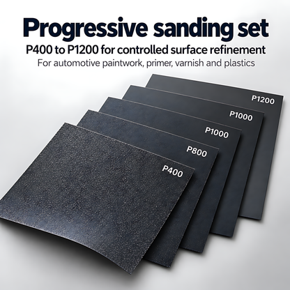 Wet and Dry Sandpaper 5 Sheets 230mm x 280mm P400 P600 P800 P1000 P1200 Waterproof Silicon Carbide for Car Paint & Primer