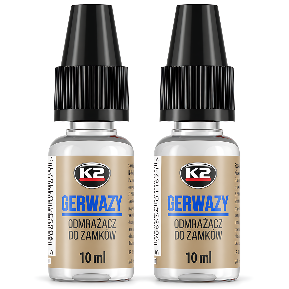 2 x K2 Gerwazy Lock De-Icer 10ml for Cars, Doors, Padlocks and Gates for Letterboxes, Parking Locks and Hinges, Works to -60C