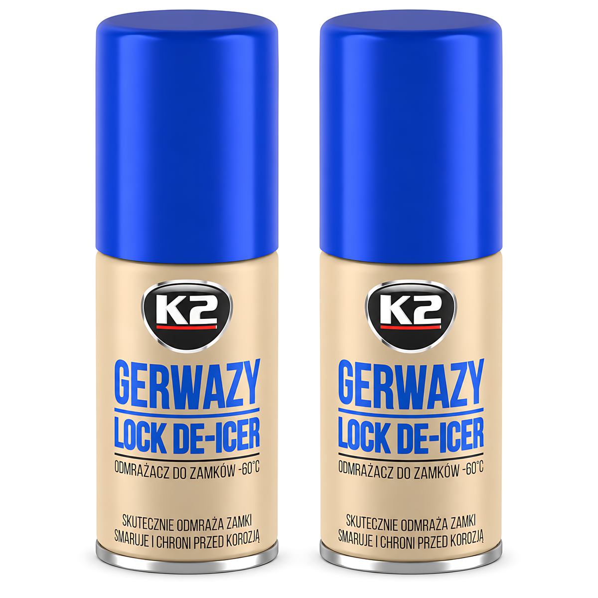 2 x K2 Gerwazy Lock De-Icer 50ml for Cars, Doors, Padlocks and Gates for Letterboxes, Parking Locks and Hinges, Works to -60C