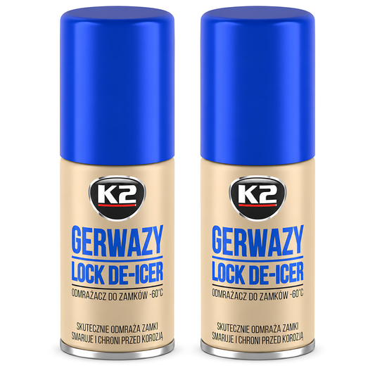 2 x K2 Gerwazy Lock De-Icer 50ml for Cars, Doors, Padlocks and Gates for Letterboxes, Parking Locks and Hinges, Works to -60C