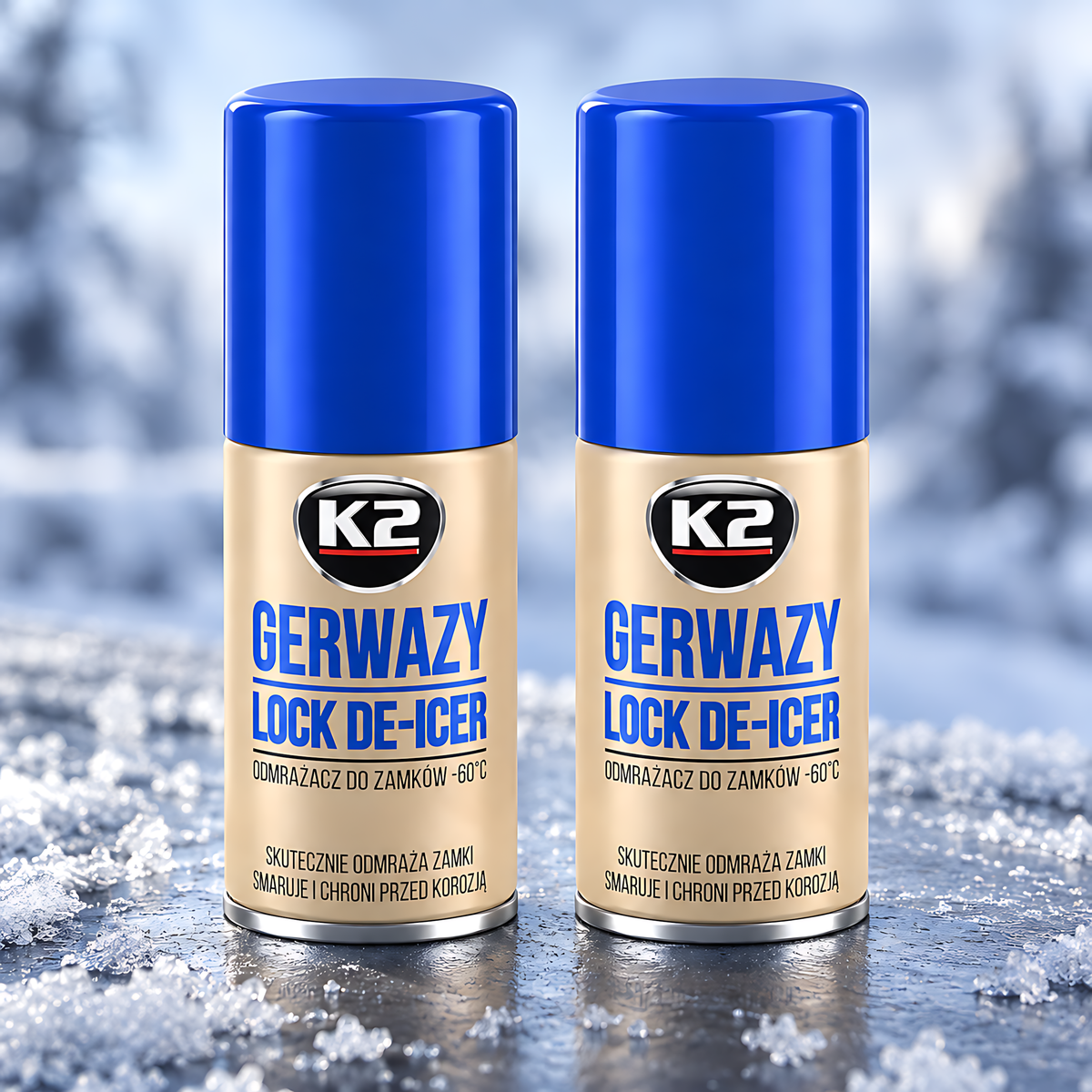 2 x K2 Gerwazy Lock De-Icer 50ml for Cars, Doors, Padlocks and Gates for Letterboxes, Parking Locks and Hinges, Works to -60C
