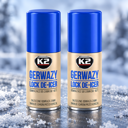 2 x K2 Gerwazy Lock De-Icer 50ml for Cars, Doors, Padlocks and Gates for Letterboxes, Parking Locks and Hinges, Works to -60C