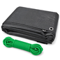 Heavy-Duty Tarpaulin 3m x 3m 200 GSM Graphite Grey with 10m Bungee Ropefor Furniture, Timber, Outdoor Storage, Waterproof