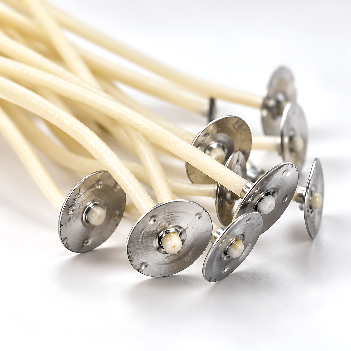 50 Pre-Waxed Cotton Candle Wicks 40mm (4cm) with Metal Sustainer Tabs for DIY Candle Making, Jar, Tin and Home Craft Projects