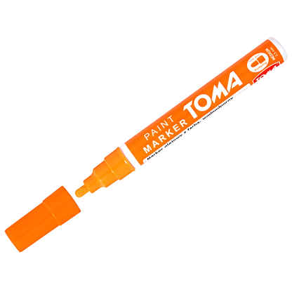 Orange Oil-Based Paint Marker Pen Permanent - 2.5mm Round Tip, Fast-Drying Waterproof Ink - Universal for All Surfaces