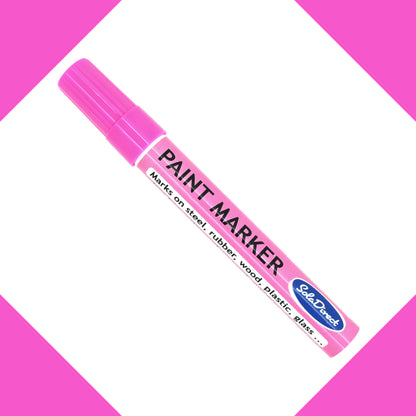 Oil-based Paint Marker Pen Permanent for Tyres Rubber Stone Leather Fabric Plastic Glass (Pink)
