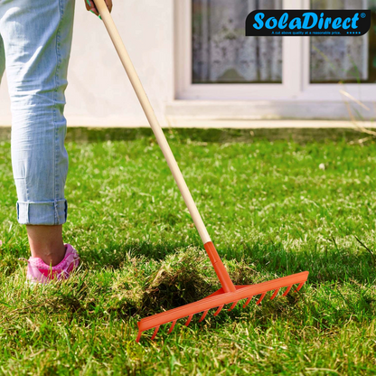 Heavy-Duty Garden Rake - 12 Tines / 50cm Wide Durable Plastic Head - Sturdy, Lightweight Tool for Lawn, Hay, Soil, Leaves