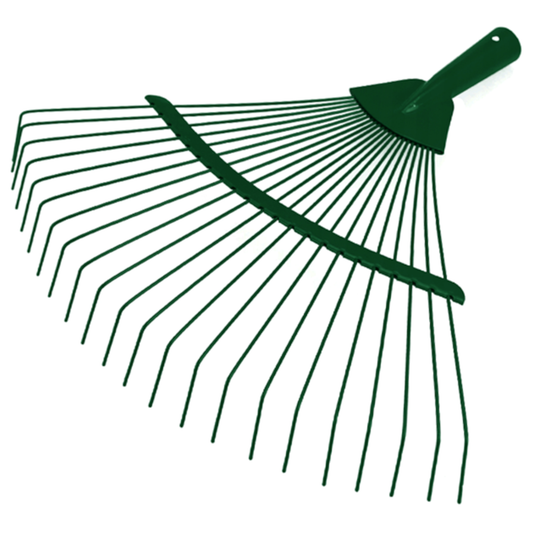 Garden Rake - 42 cm / 18 Tine Wide Rake Head - Lightweight & Durable Leaf & Grass Rake for Quick Lawn Cleaning, Ideal for Garden