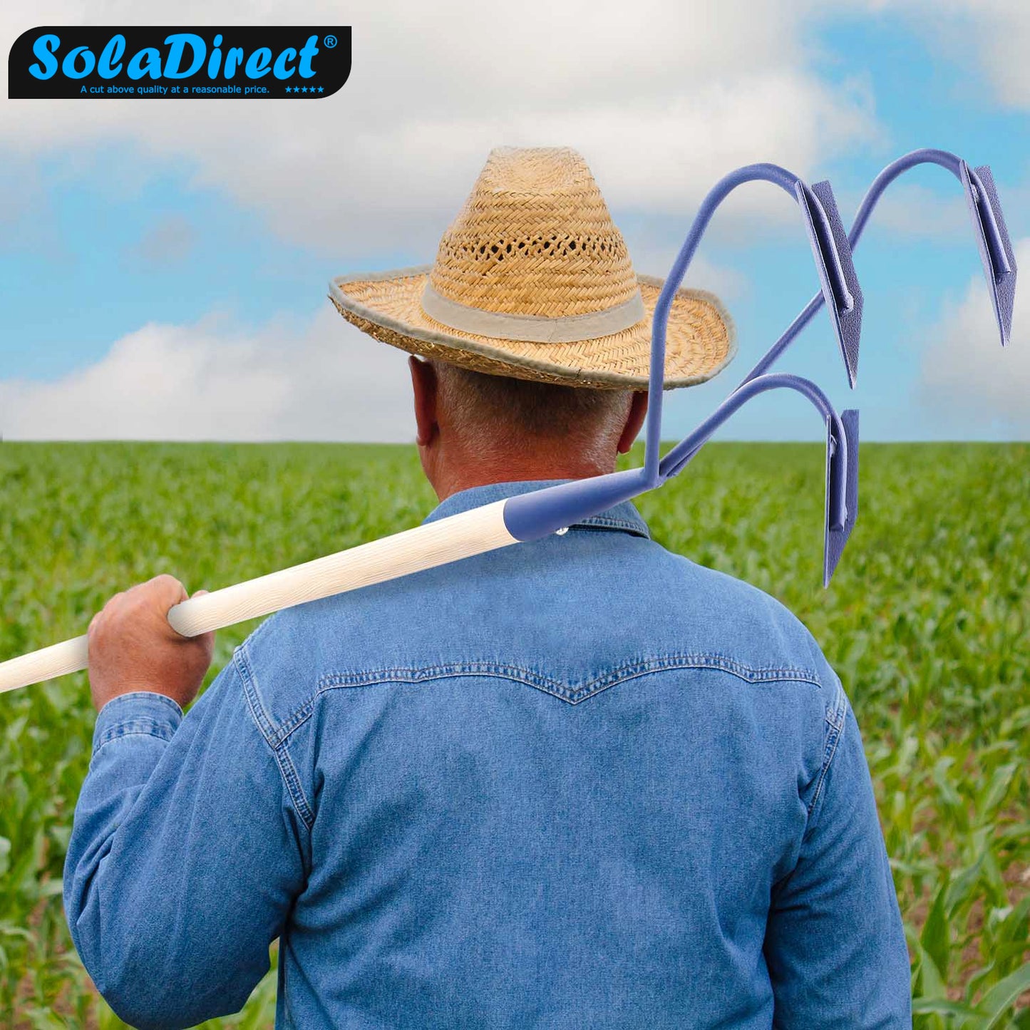 Cultivator, 3 Prong Hand Soil Scarifier Cultivator with Handle, Digging Hoe, Gardening and Farming Tool