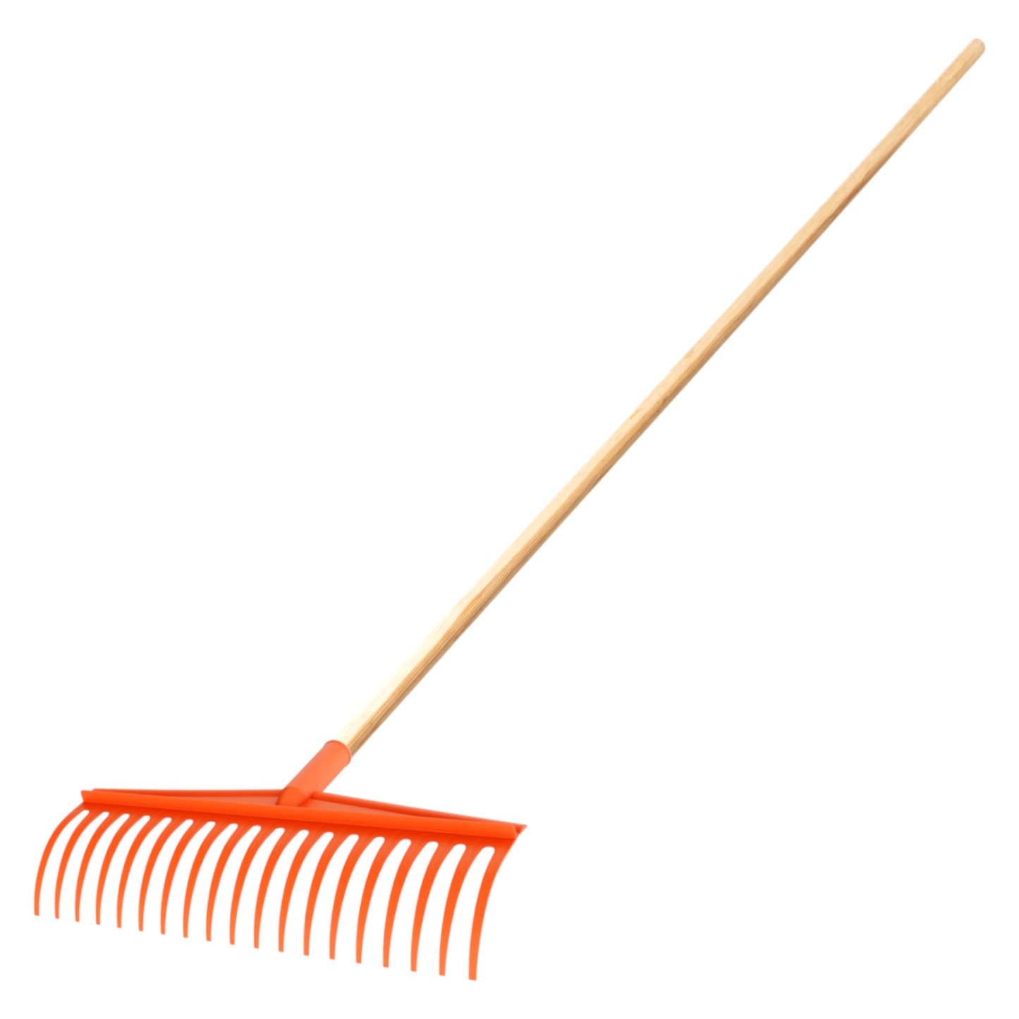 Heavy-Duty Garden Rake - 19 Tines / 44cm Wide Durable Plastic Head & Handle - Sturdy, Lightweight Tool for Lawn, Hay, Soil, Leaves