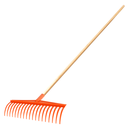 Heavy-Duty Garden Rake - 19 Tines / 44cm Wide Durable Plastic Head & Handle - Sturdy, Lightweight Tool for Lawn, Hay, Soil, Leaves