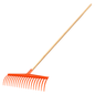 Heavy-Duty Garden Rake - 19 Tines / 44cm Wide Durable Plastic Head & Handle - Sturdy, Lightweight Tool for Lawn, Hay, Soil, Leaves