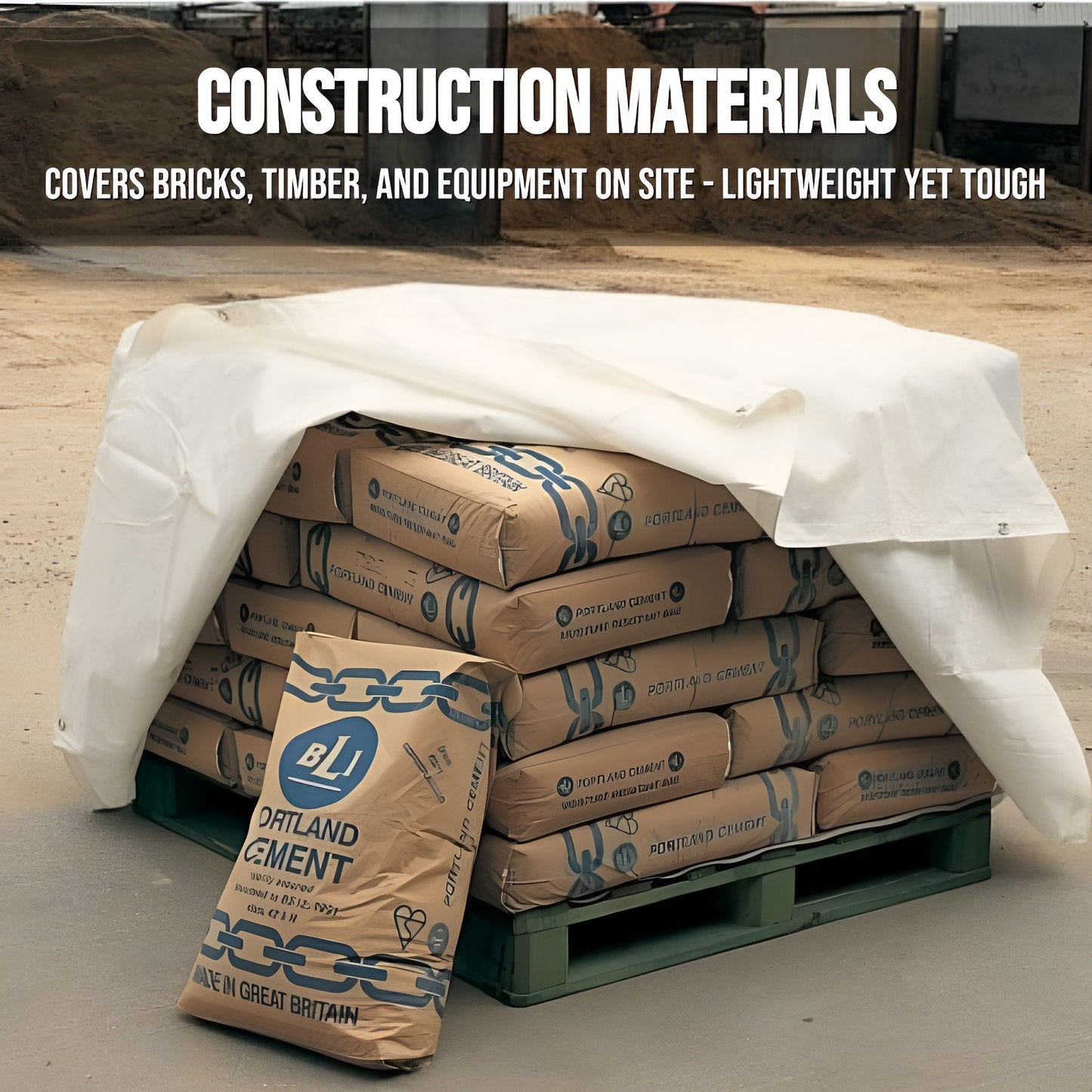 3 x 3 m Tarpaulin Cover - White 90GSM - Waterproof, Frost-Resistant, UV Protection, Multipurpose, Groundsheet