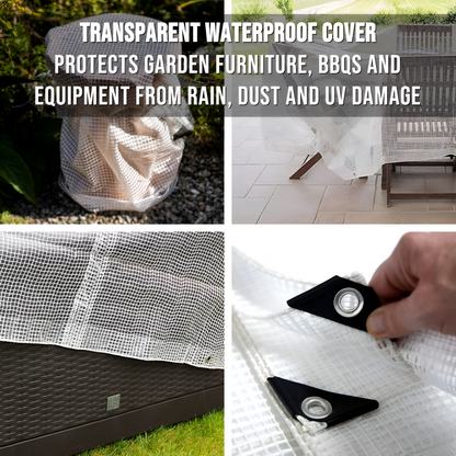 8 x 10 m Heavy-Duty Tarpaulin Cover - Clear 100GSM - Waterproof, Frost-Resistant, UV Protection, Multipurpose, Groundsheet