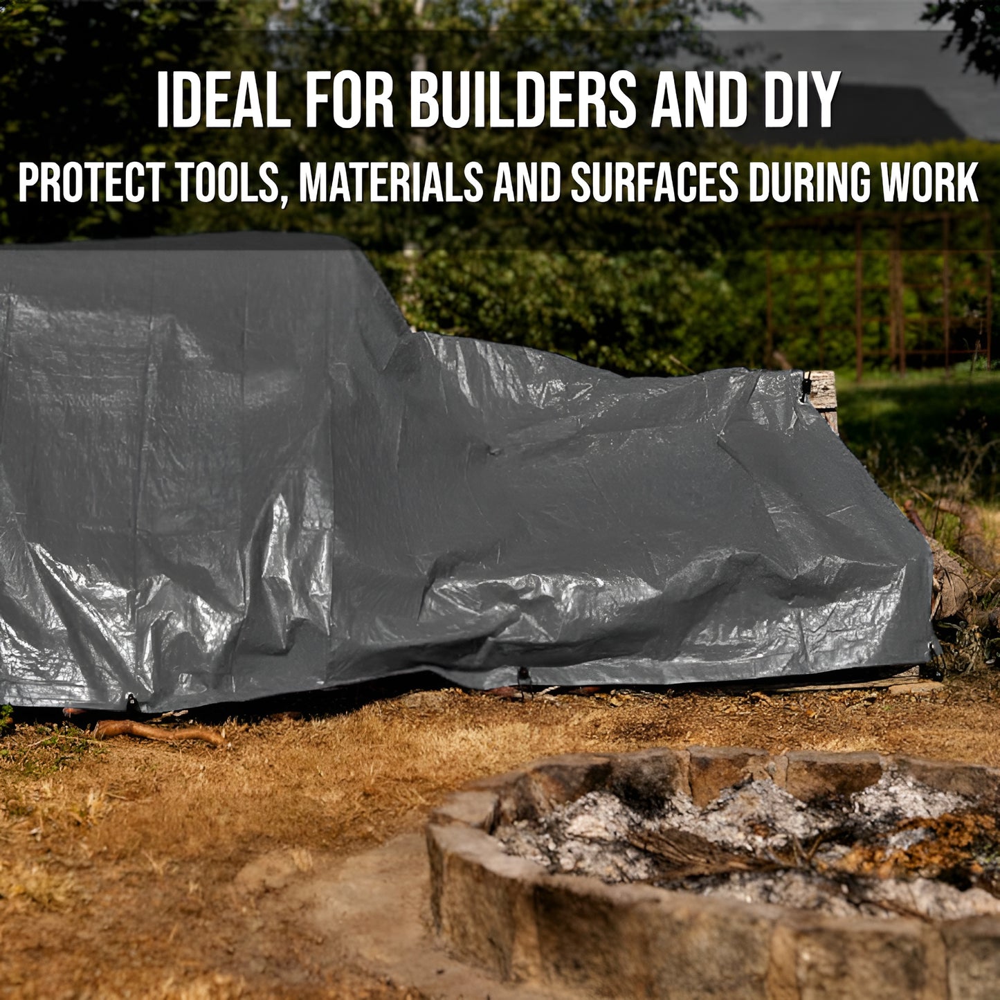 2 x 3 m Tarpaulin Cover - Grey 200GSM - Waterproof, Frost-Resistant, UV Protection, Multipurpose, Groundsheet