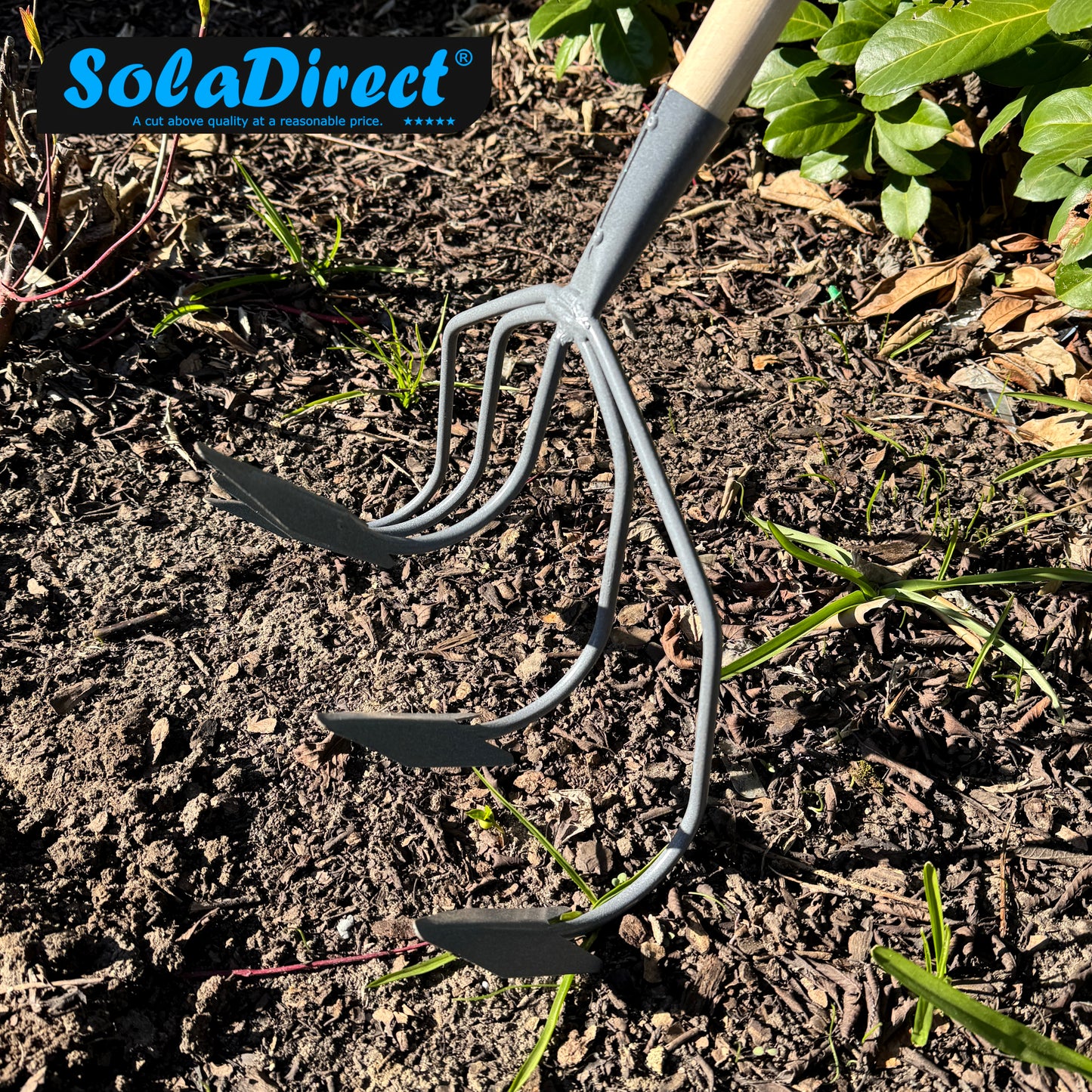 Cultivator, 5 Prong Hand Soil Scarifier Cultivator with Handle, Digging Hoe, Gardening and Farming Tool