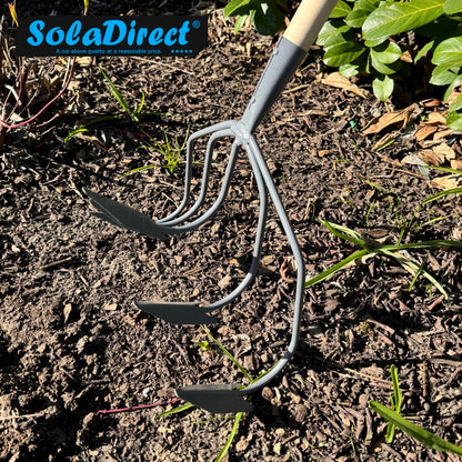 Cultivator, 5 Prong Hand Soil Scarifier Cultivator with Handle, Digging Hoe, Gardening and Farming Tool