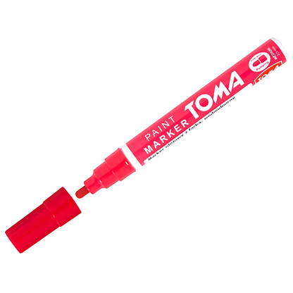 Red Oil-Based Paint Marker Pen Permanent - 2.5mm Round Tip, Fast-Drying Waterproof Ink - Universal for All Surfaces