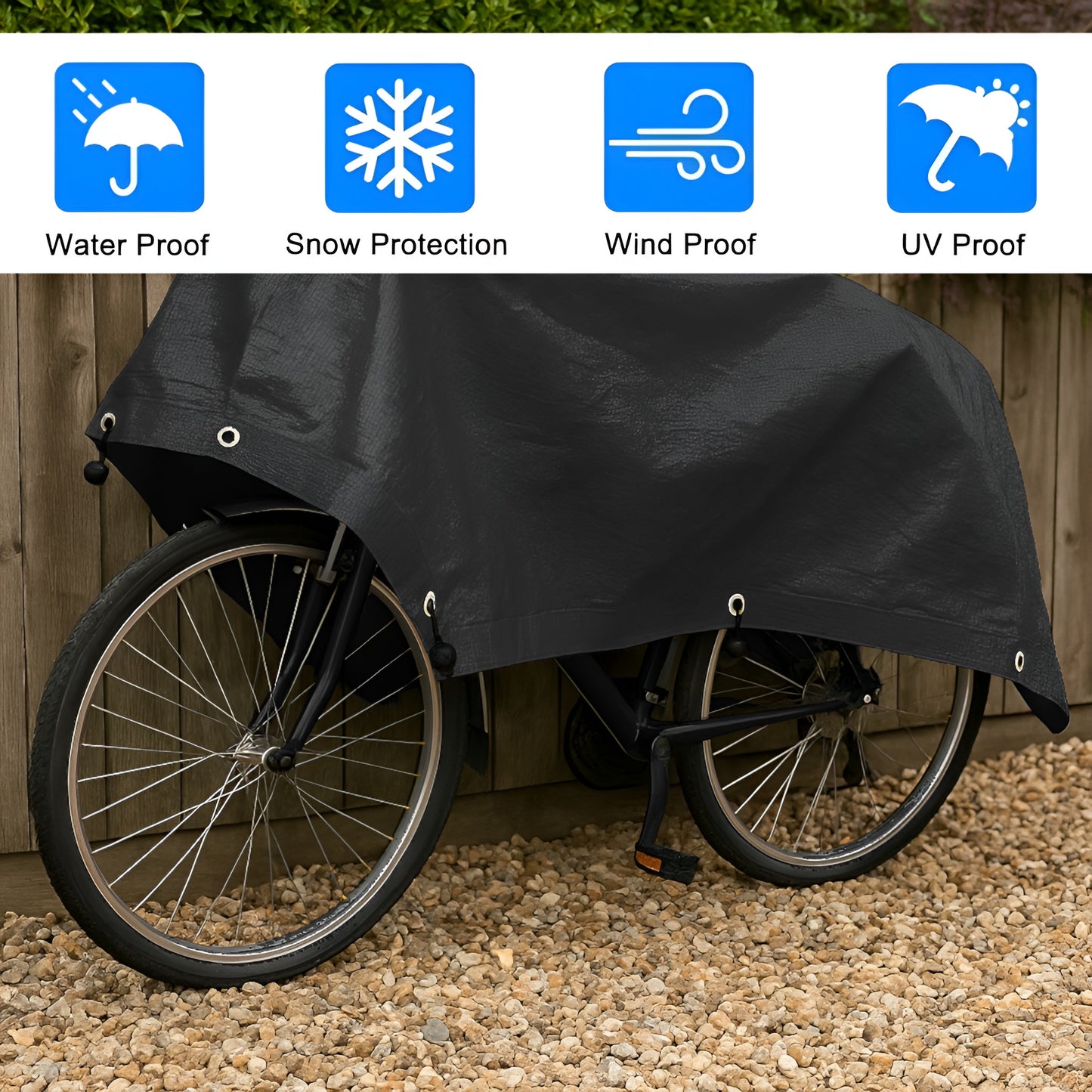 1.5 x 2 m Heavy-Duty Tarpaulin Cover - Black 235GSM - Waterproof, Frost-Resistant, UV Protection, Multipurpose, Groundsheet